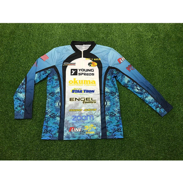 FJZ18 Blue Sublimated Custom Cool Fishing Shirts 1/4 Zip - YoungSpeeds