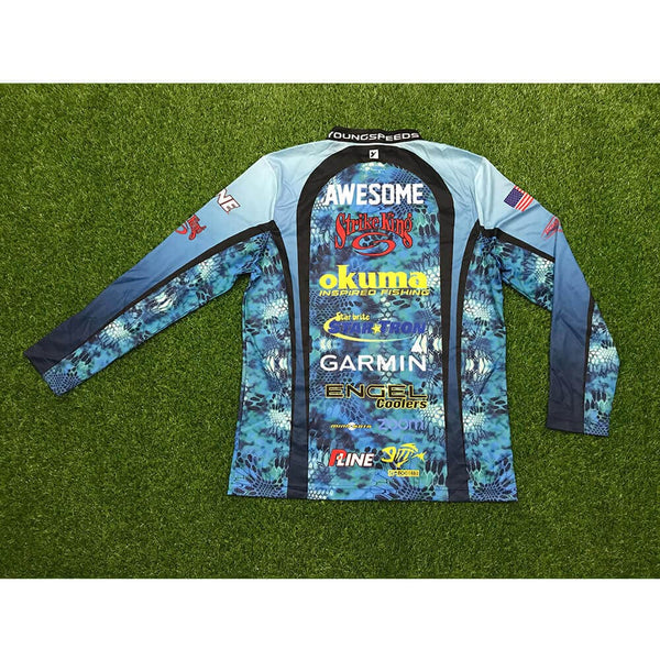 FJZ18 Blue Sublimated Custom Cool Fishing Shirts 1/4 Zip - YoungSpeeds