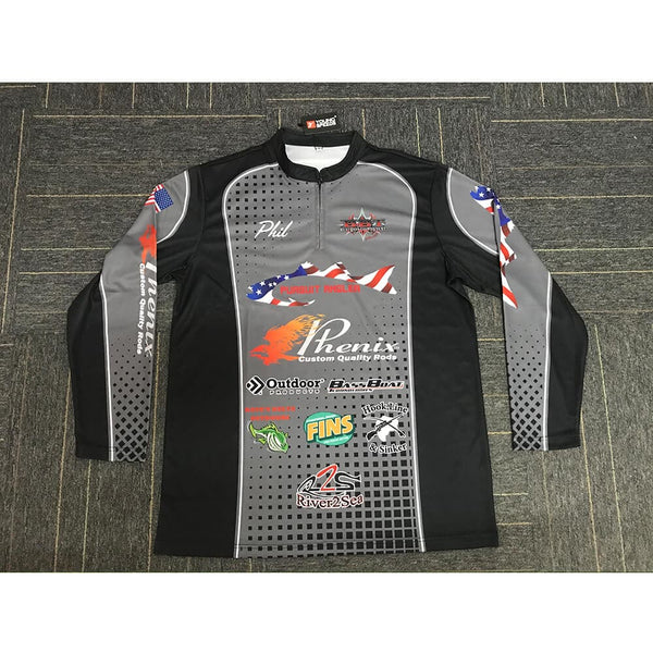 FJZ18 Dark Gray Black Custom Performance Fishing Shirts - YoungSpeeds