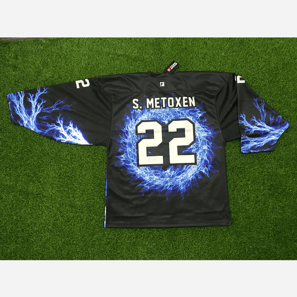 HJC174 Blue Blazer Skull Custom Sublimated Hockey Jerseys - YoungSpeeds