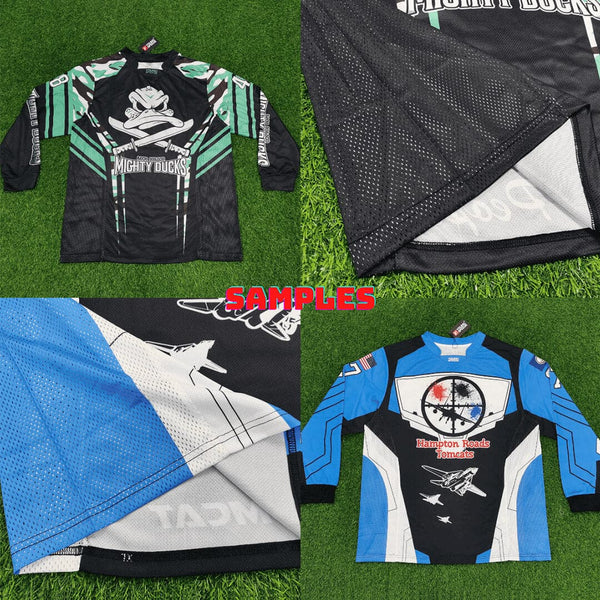 PJX4 Abstract Lines Custom White Blue and Black Paintball Jerseys - YoungSpeeds