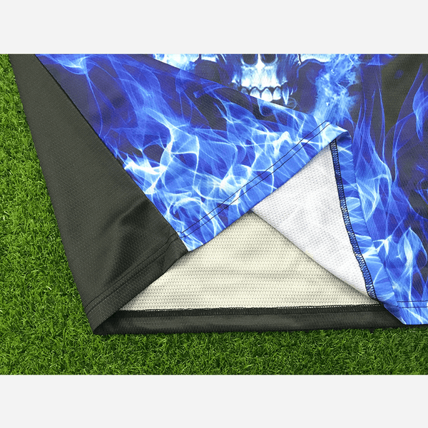 HJC174 Blue Blazer Skull Custom Sublimated Hockey Jerseys - YoungSpeeds