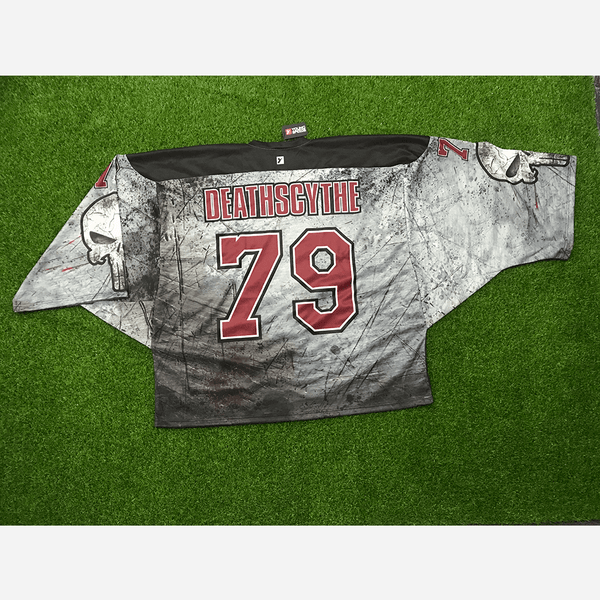 HJC153 Destroyed Punisher Skull Sublimated Custom Hockey Jerseys - YoungSpeeds