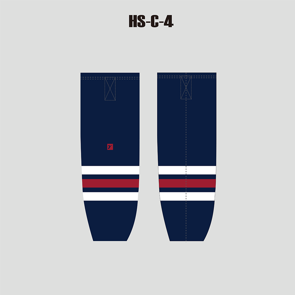 Sublimated Custom Navy Team Hockey Socks - YoungSpeeds