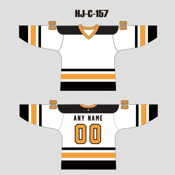 HJC157 White Black Yellow Sublimated Custom Blank Hockey Jerseys - YoungSpeeds