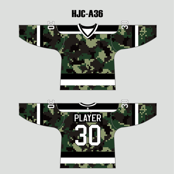 Green Pixel Army Camo Hockey Jerseys Custom Made - YoungSpeeds
