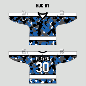 White Blue Camouflage Custom Made Hockey Jerseys - YoungSpeeds