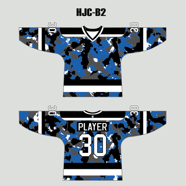 White Blue Camouflage Custom Made Hockey Jerseys - YoungSpeeds