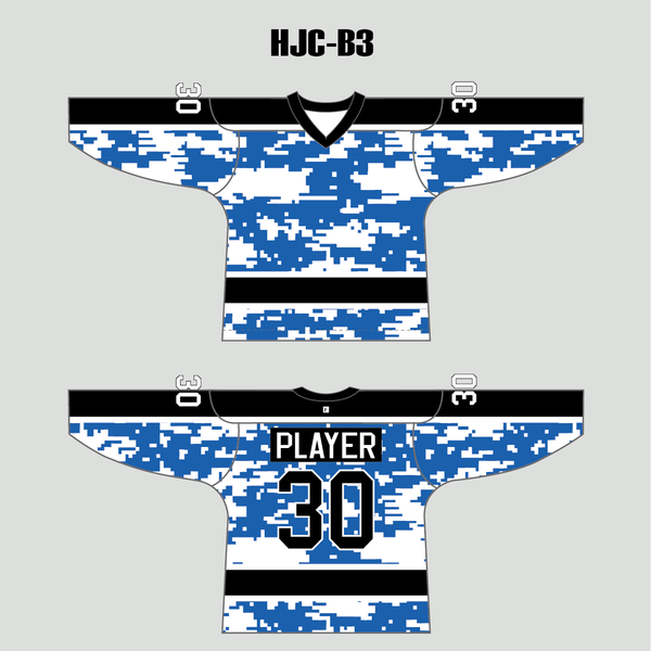 White Blue Camouflage Custom Made Hockey Jerseys - YoungSpeeds