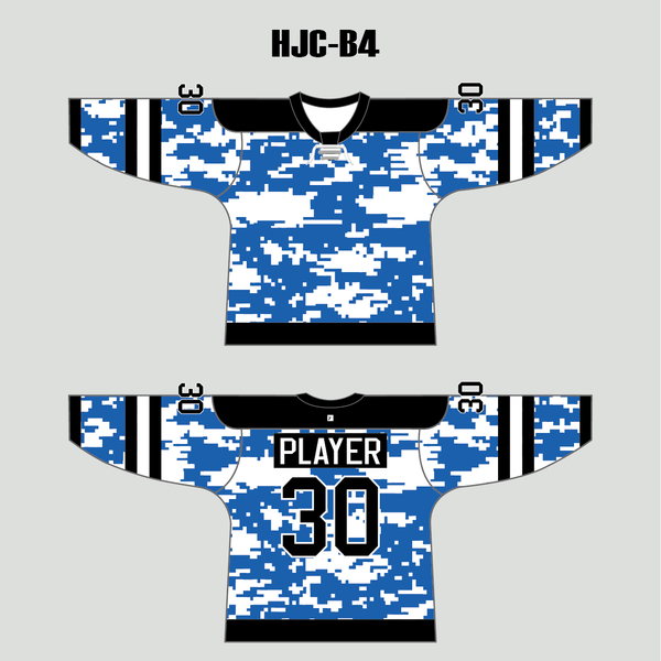 White Blue Camouflage Custom Made Hockey Jerseys - YoungSpeeds