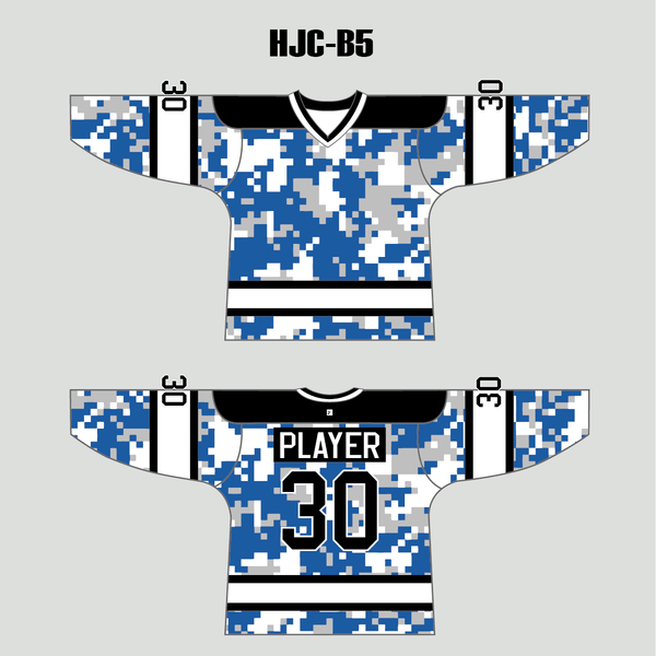 White Blue Camouflage Custom Made Hockey Jerseys - YoungSpeeds
