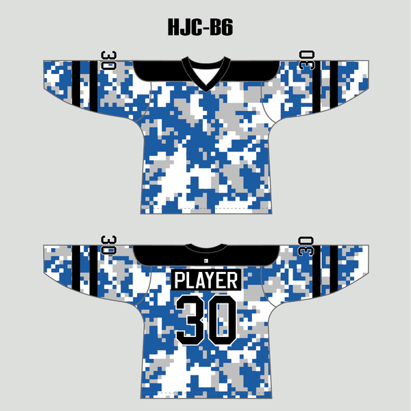 White Blue Camouflage Custom Made Hockey Jerseys - YoungSpeeds