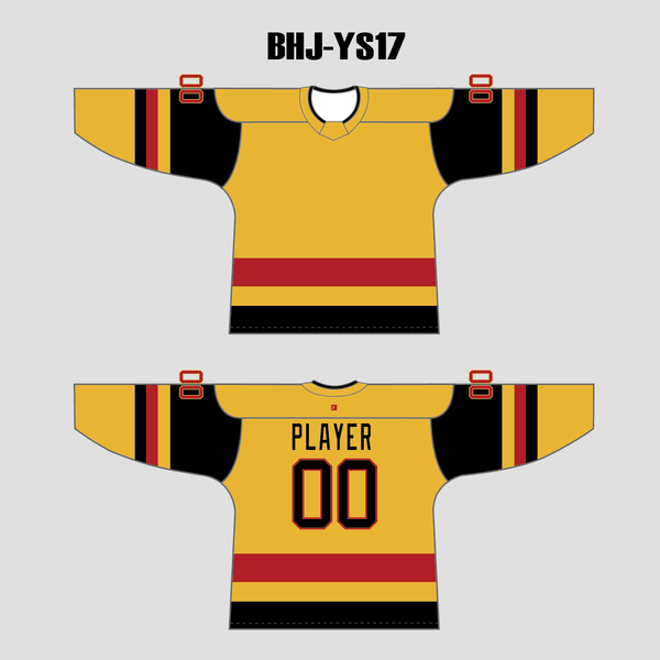 YS17 Gold Black Red Custom Beer League Blank Hockey Jerseys - YoungSpeeds