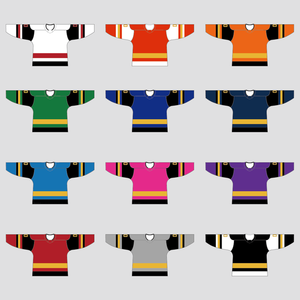 YS17 Gold Black Red Custom Beer League Blank Hockey Jerseys - YoungSpeeds