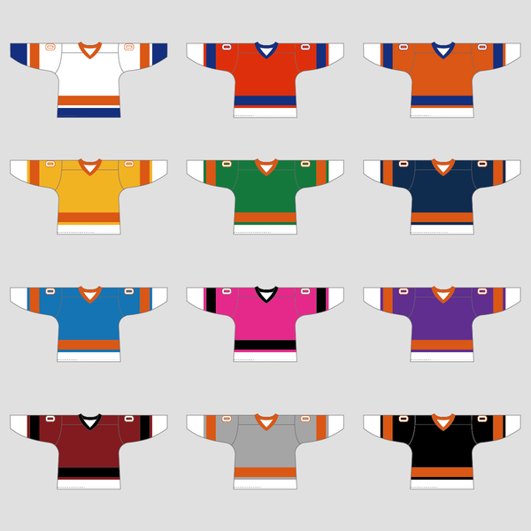 YS26 Blue Orange White Sublimated Custom Logo Hockey Jerseys - YoungSpeeds