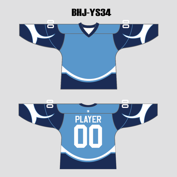 YS34 Blue/Navy/White Sublimated Custom Ice Roller Hockey Jerseys - YoungSpeeds