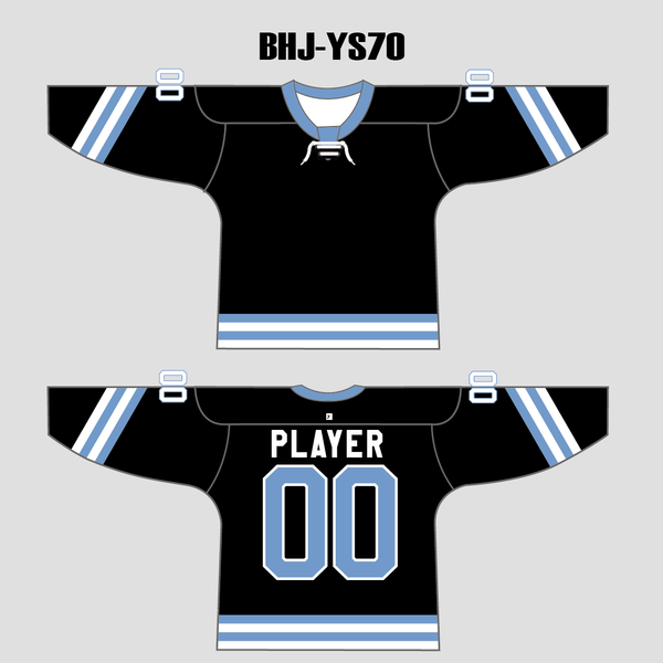 YS70 Black/Blue Custom Sublimated Ice Roller Hockey Jerseys Design - YoungSpeeds