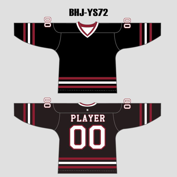 YS72 Black/Red/White Custom Ice Roller Blank Hockey Jerseys - YoungSpeeds