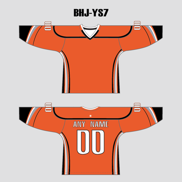 YS7 Orange Black Sublimated Custom Blank Team Hockey Jerseys - YoungSpeeds