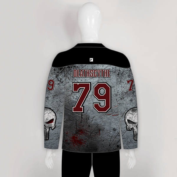 HJC153 Destroyed Punisher Skull Sublimated Custom Hockey Jerseys - YoungSpeeds