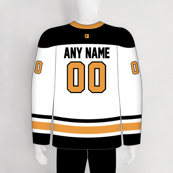 HJC157 White Black Yellow Sublimated Custom Blank Hockey Jerseys - YoungSpeeds