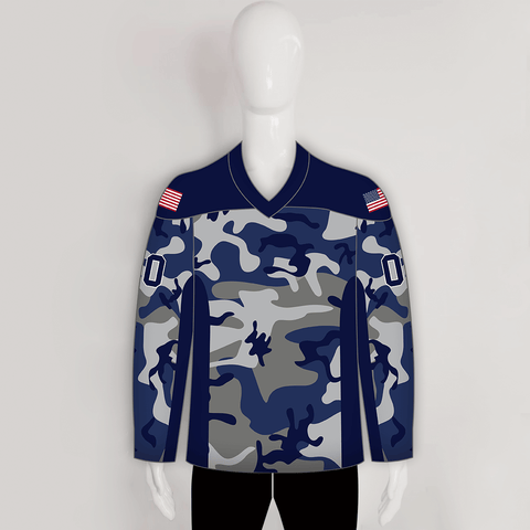 HJC166 Navy Camo Sublimated Custom Made Hockey Jerseys - YoungSpeeds