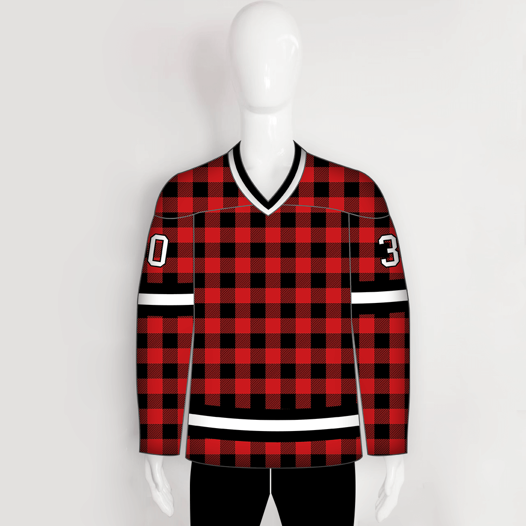 HJCDP16 Buffalo Plaid Blank Custom Hockey Team Jerseys - YoungSpeeds