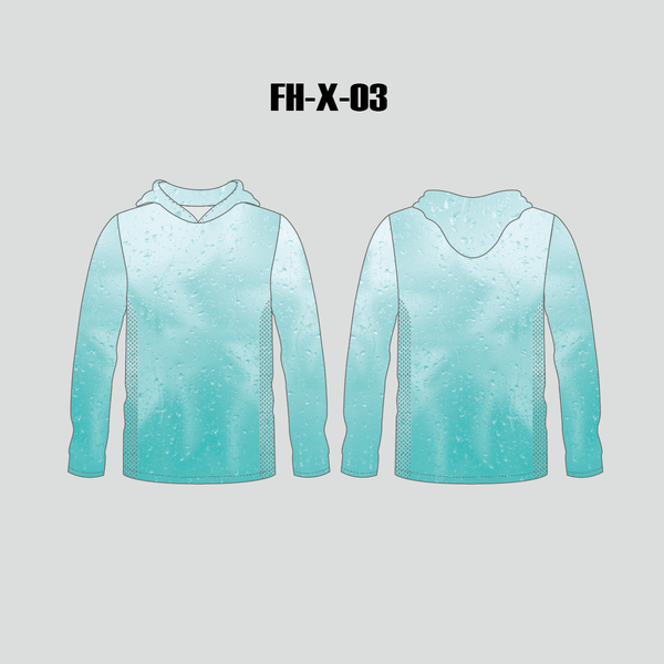 FHX03 Blue Water Drops Background Custom Hooded Fishing Shirts - YoungSpeeds