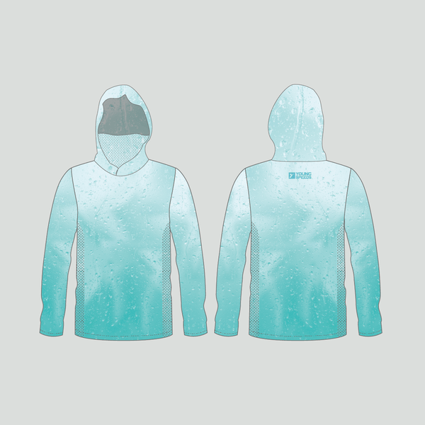 FHX03 Blue Water Drops Background Custom Hooded Fishing Shirts - YoungSpeeds