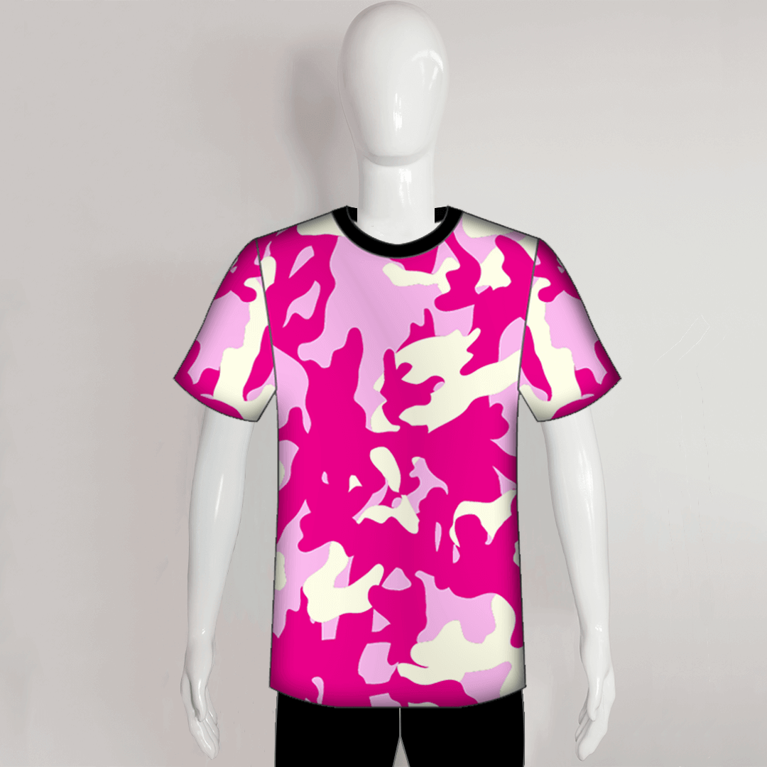 C37 Pink Camo Sublimated Crewneck Custom Baseball Tee - YoungSpeeds