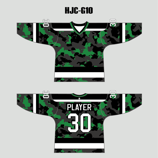 Green Black Gray Camouflage Custom Made Hockey Jerseys - YoungSpeeds