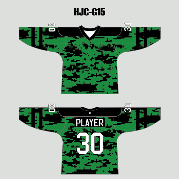 Green Black Gray Camouflage Custom Made Hockey Jerseys - YoungSpeeds