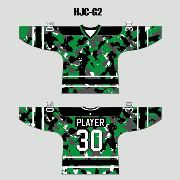 White Green Camouflage Custom Made Hockey Jerseys - YoungSpeeds