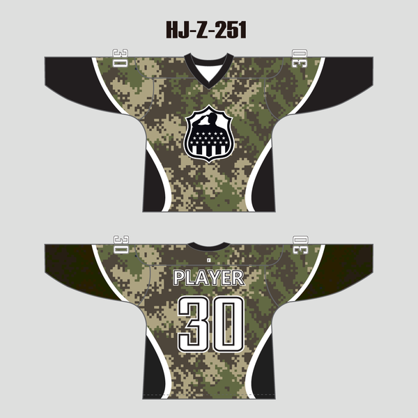 HJZ251 Army Camo Veteran Sublimated Custom Made Hockey Jerseys - YoungSpeeds
