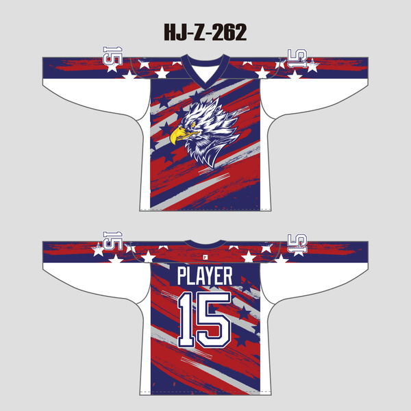 HJZ262 Patriotic Eagle Custom Sublimated Hockey Jerseys - YoungSpeeds