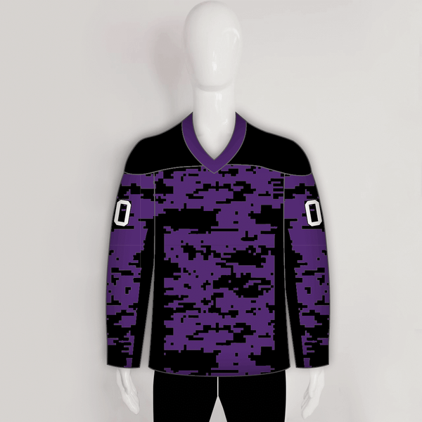 Purple Black Gray Camouflage Custom Made Hockey Jerseys - YoungSpeeds