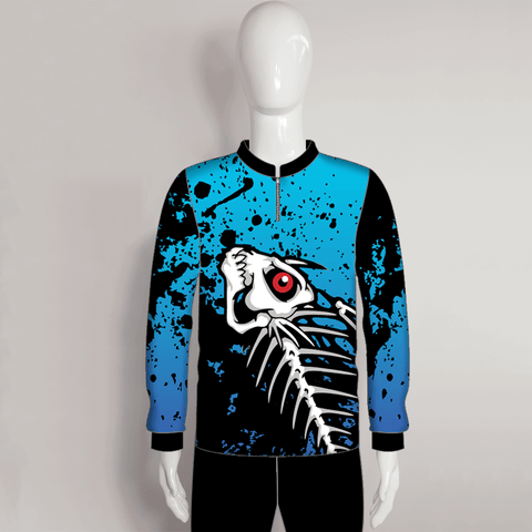 FJL4 Skeleton Fish Sublimated Custom Cool Fishing Shirts 1/4 Zip - YoungSpeeds