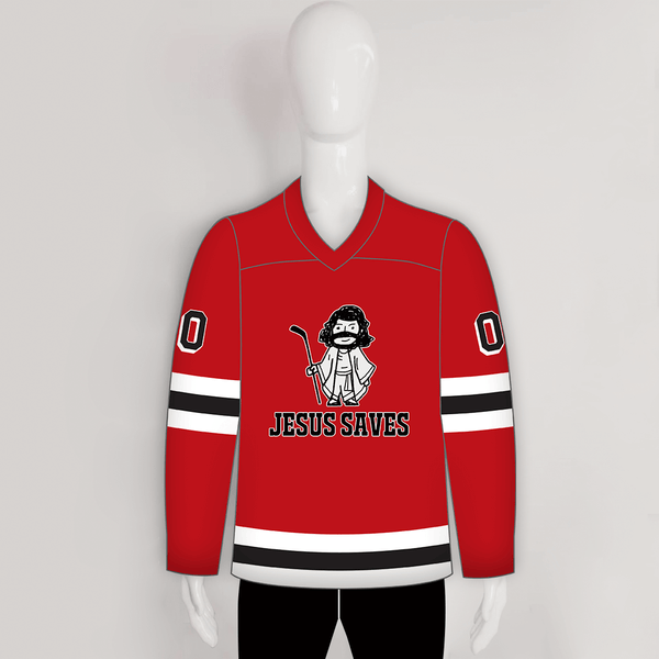 HJQ3 Jesus Saves Custom Sublimated Funny Hockey Jerseys - YoungSpeeds