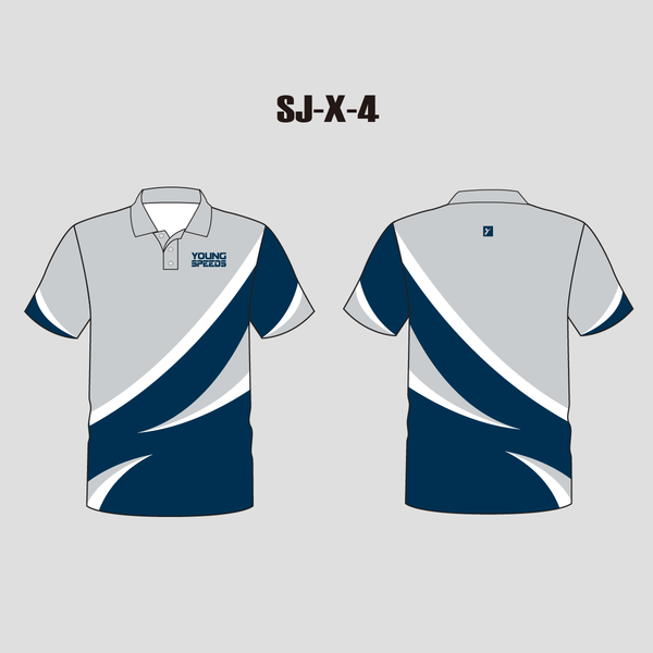 X4 Grey Navy Sublimated Custom Business Staff T Shirts - YoungSpeeds