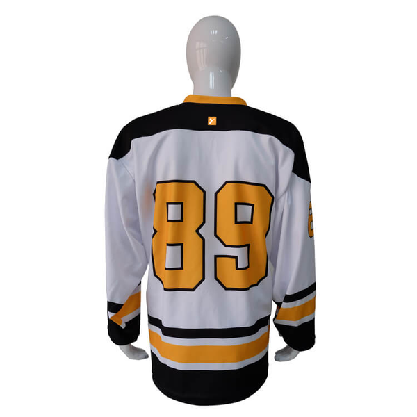 HJC157 White Black Yellow Sublimated Custom Blank Hockey Jerseys - YoungSpeeds