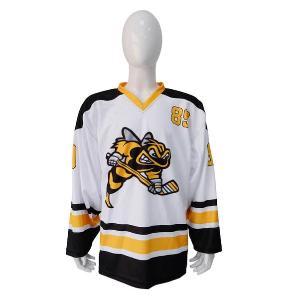 HJC157 White Black Yellow Sublimated Custom Blank Hockey Jerseys - YoungSpeeds
