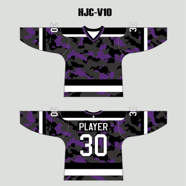 Purple Black Gray Camouflage Custom Made Hockey Jerseys - YoungSpeeds