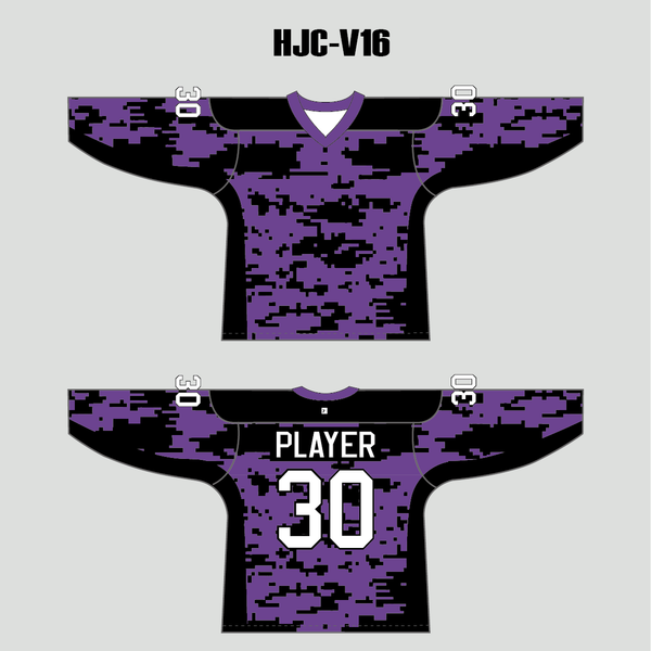 Purple Black Gray Camouflage Custom Made Hockey Jerseys - YoungSpeeds