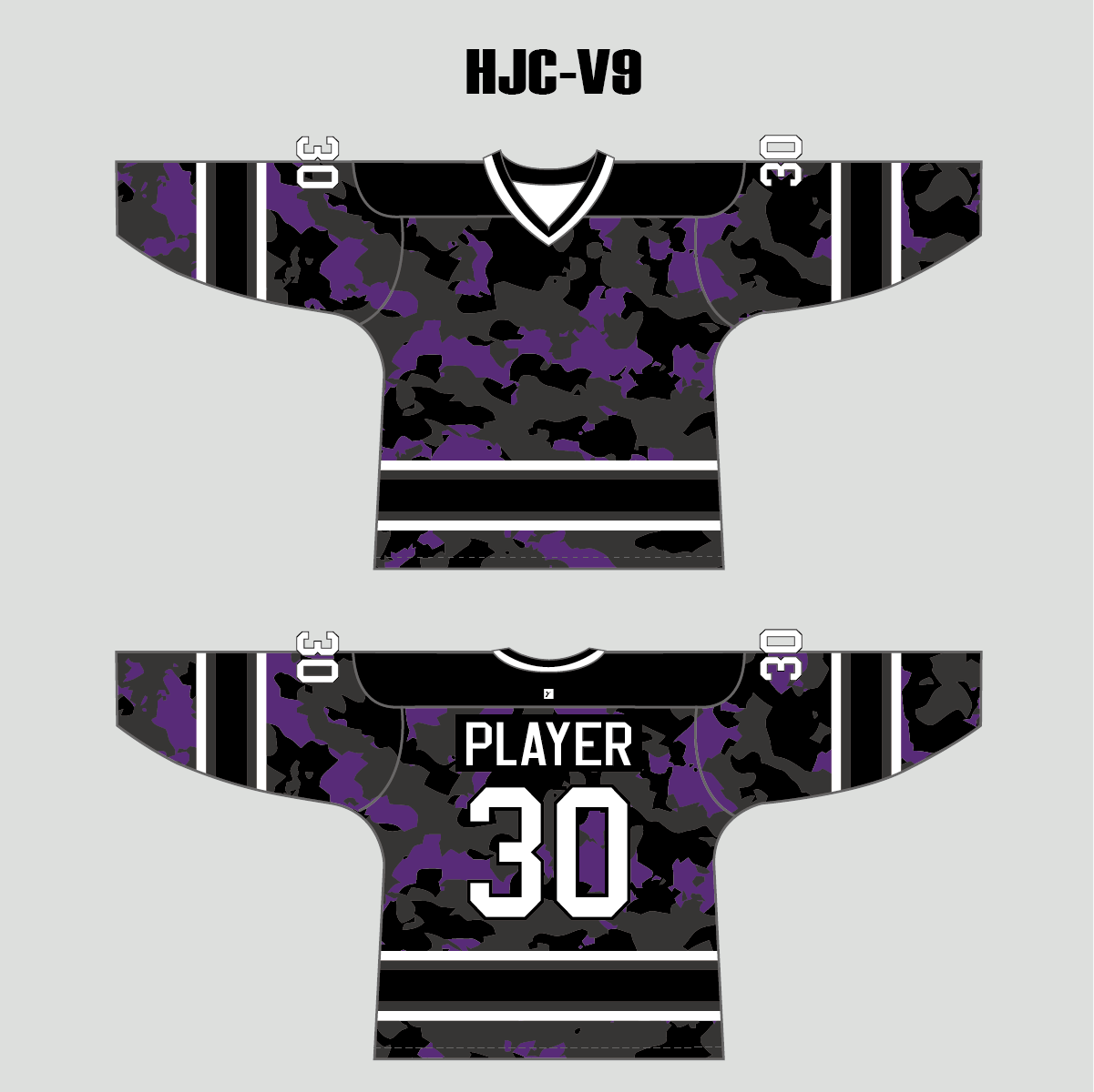 Purple Black Gray Camouflage Custom Made Hockey Jerseys - YoungSpeeds