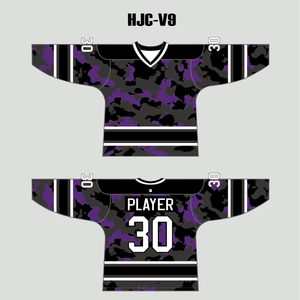 Purple Black Gray Camouflage Custom Made Hockey Jerseys - YoungSpeeds