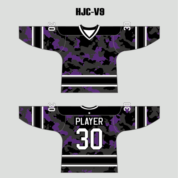 Purple Black Gray Camouflage Custom Made Hockey Jerseys - YoungSpeeds