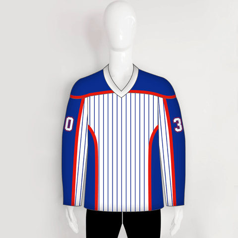 HJX5 Red Blue Pinstripes Blank Custom Hockey Team Jerseys - YoungSpeeds