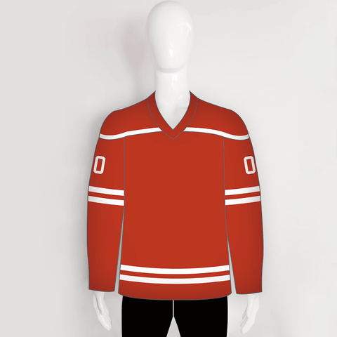 YS1 Red White Sublimated Custom Adult Youth Hockey Jerseys - YoungSpeeds