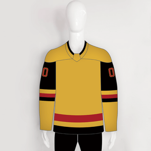 YS17 Gold Black Red Custom Beer League Blank Hockey Jerseys - YoungSpeeds