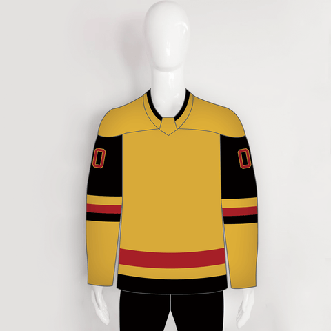 YS17 Gold Black Red Custom Beer League Blank Hockey Jerseys - YoungSpeeds